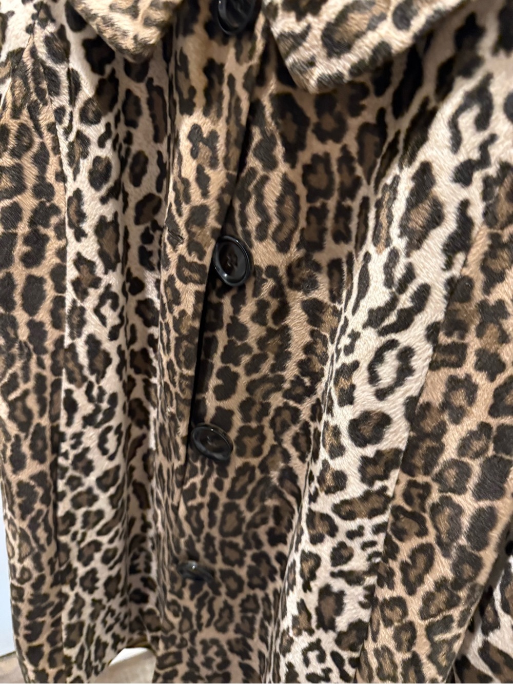 Michael Kors YVOS Leopard Print Pea Coat in Brown and Cream - Picture 2 of 4